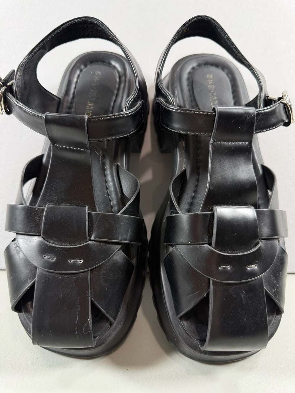 Vintage Y2K Black Chunky Platform Fisherman Sandals MULINHOA / 慕林舑 Goth 90s